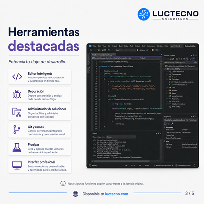 Microsoft Visual Studio Enterprise 2022 para Windows | IDE profesional, desarrollo .NET, C++, web y aplicaciones empresariales