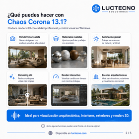 Chaos Corona 13.1 para Windows | Render 3D fotorrealista, arquitectura, interiores y visualización profesional