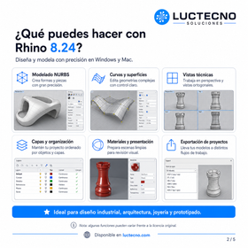 Rhino 8.24 para Windows y Mac | Modelado 3D, diseño NURBS, SubD y Grasshopper profesional