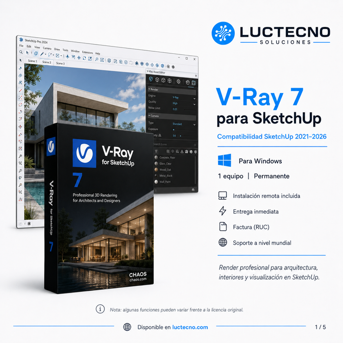 V-Ray 7 para SketchUp Windows | Renderizado fotorrealista, arquitectura 3D y visualización profesional