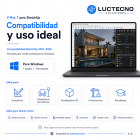 V-Ray 7 plugin para SketchUp en Windows – render 3D fotorrealista