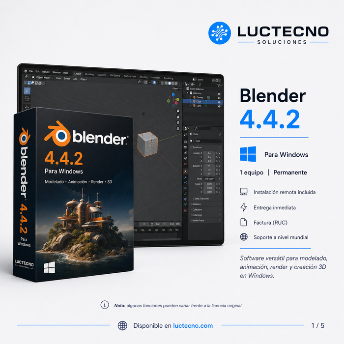 Blender 4.4.2 para Windows | Modelado 3D, animación, render, escultura y creación digital