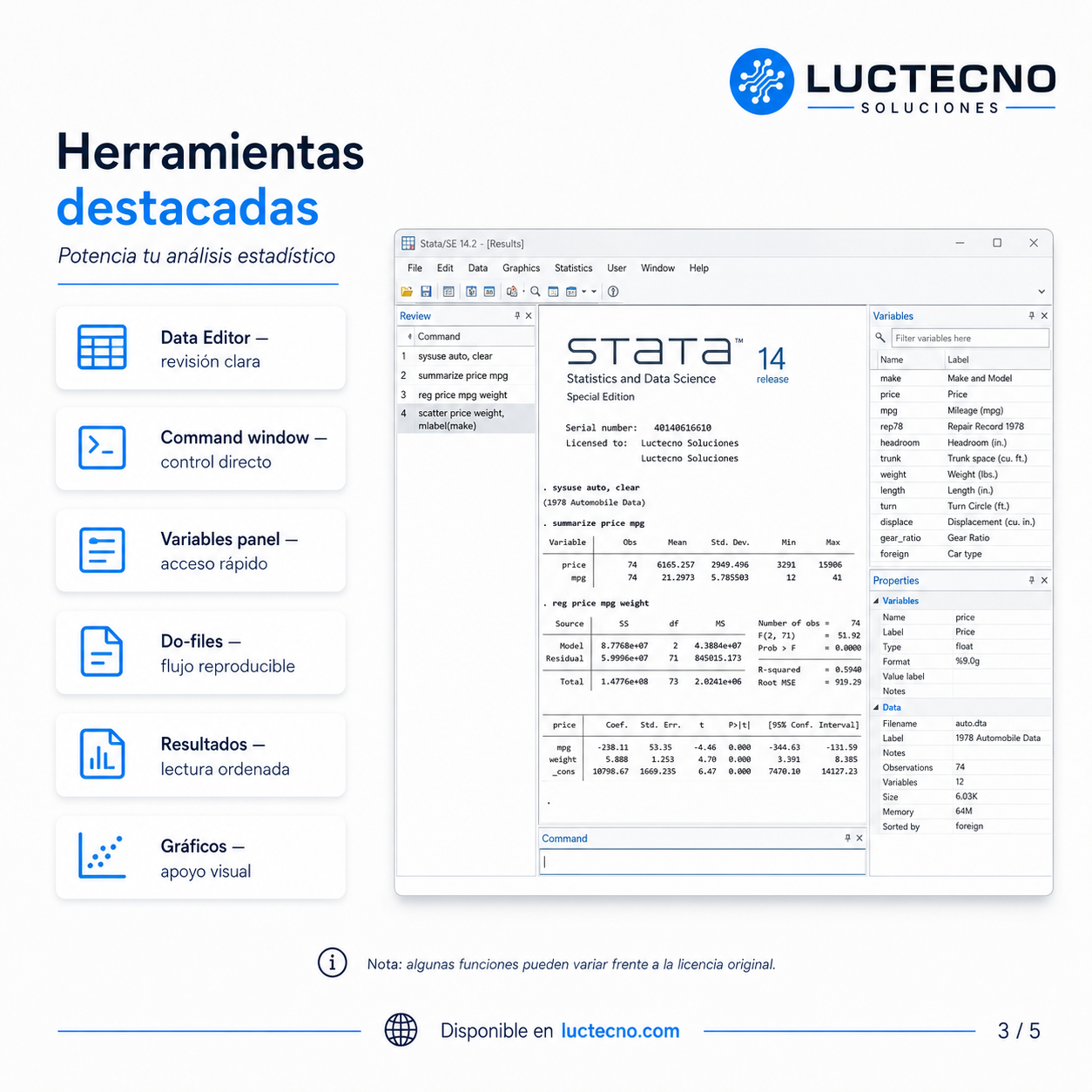 Stata 14 para Windows | Software estadístico, econometría, análisis de datos e investigación profesional