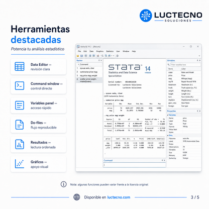 Stata 14 para Windows | Software estadístico, econometría, análisis de datos e investigación profesional