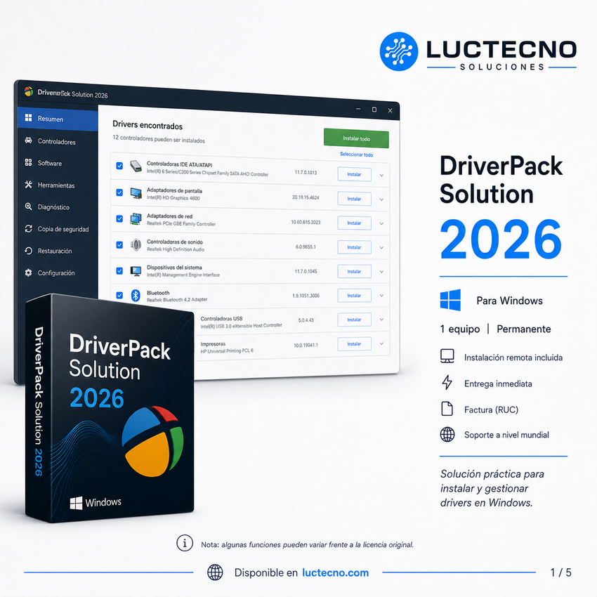 DriverPack Solution 2026 para Windows | Instalación y actualización de drivers para PC