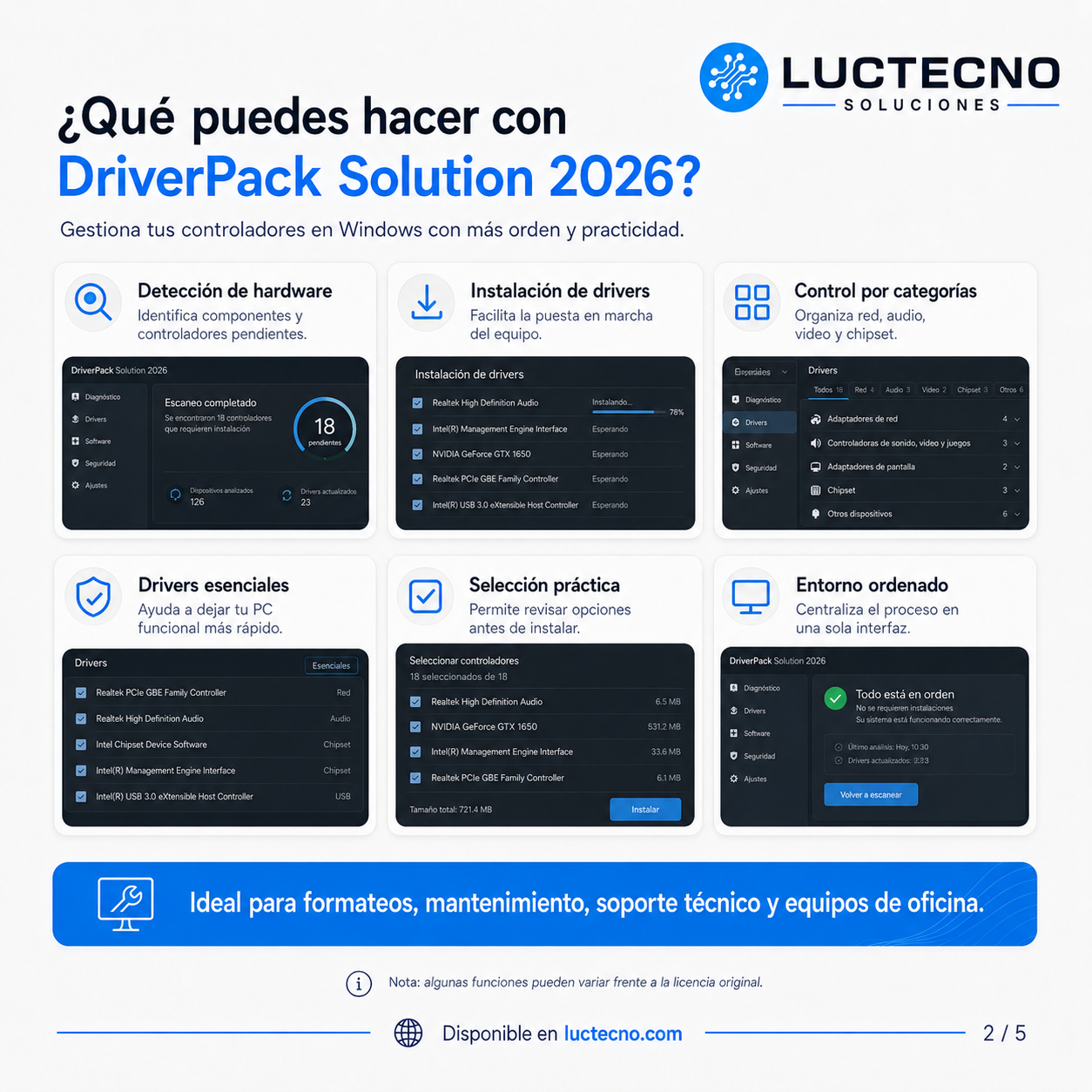 DriverPack Solution 2026 para Windows | Instalación y actualización de drivers para PC