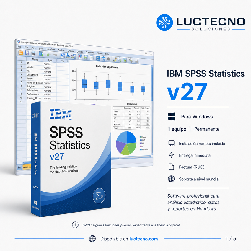 IBM SPSS Statistics v27 para Windows | Software estadístico, análisis de datos e investigación profesional