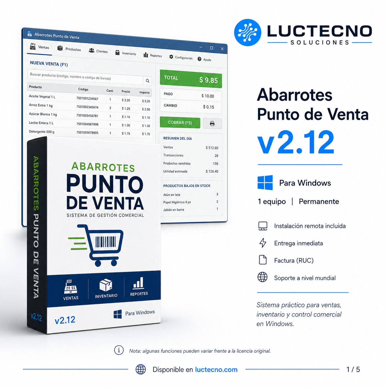 Abarrotes Punto de Venta v2.12 para Windows | Sistema POS, ventas, inventario y caja para negocios