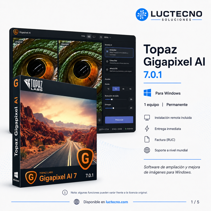 Topaz Gigapixel AI 7.0.1 para Windows | Ampliación de imágenes, mejora fotográfica e inteligencia artificial