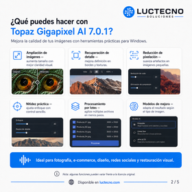 Topaz Gigapixel AI 7.0.1 para Windows | Ampliación de imágenes, mejora fotográfica e inteligencia artificial