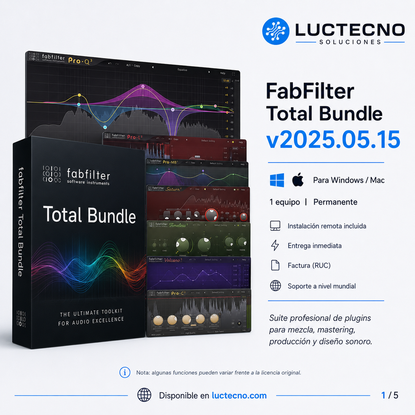 FabFilter Total Bundle v2025.05.15 para Windows y Mac | Plugins profesionales para mezcla, mastering y producción musical