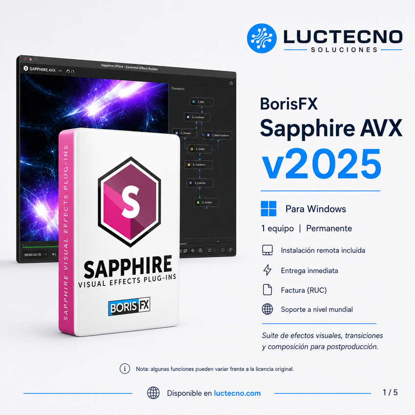 BorisFX Sapphire AVX v2025 para Windows | Plugins VFX, transiciones y efectos profesionales para Avid