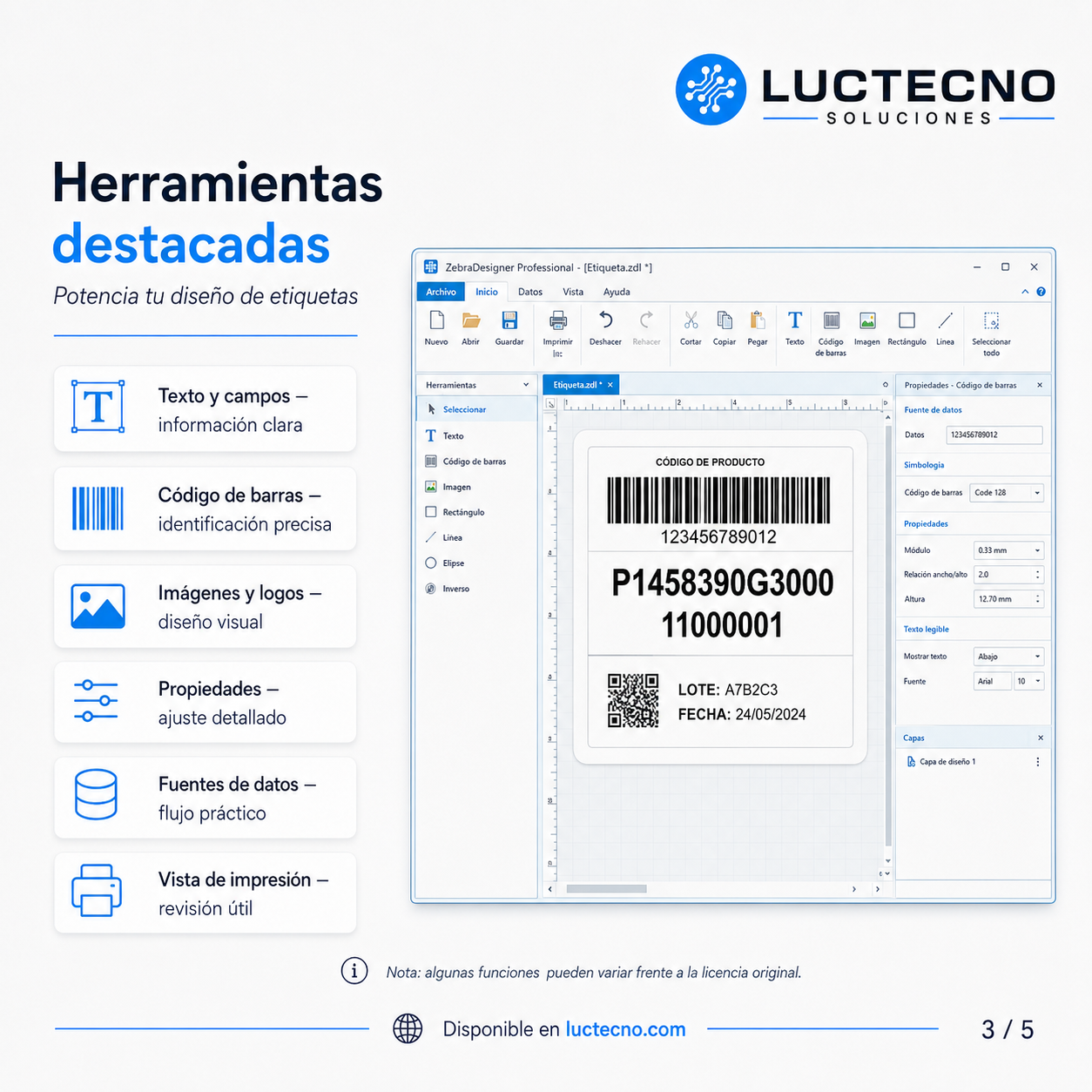 ZebraDesigner Professional 3.3.0.78 para Windows | Diseño de etiquetas, códigos de barras, RFID e impresión Zebra
