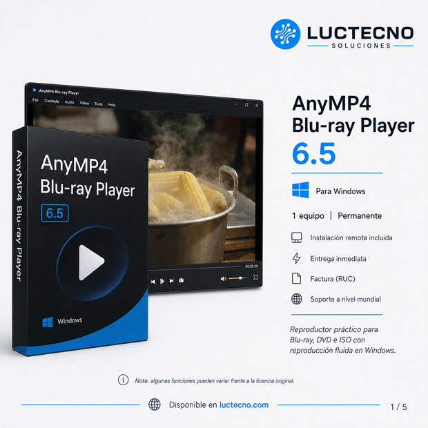 AnyMP4 Blu-ray Player 6.5 para Windows | Reproductor Blu-ray, DVD, ISO, 4K y multimedia profesional