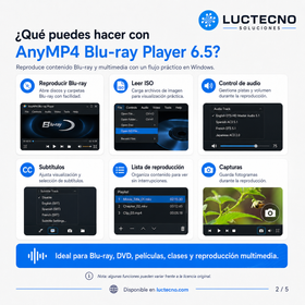 AnyMP4 Blu-ray Player 6.5 para Windows | Reproductor Blu-ray, DVD, ISO, 4K y multimedia profesional