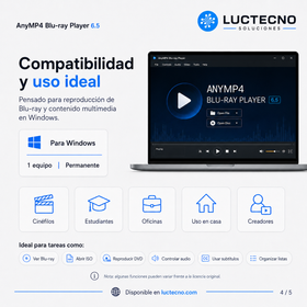 AnyMP4 Blu-ray Player 6.5 para Windows | Reproductor Blu-ray, DVD, ISO, 4K y multimedia profesional
