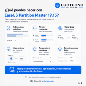 EaseUS Partition Master 19.15 para Windows | Gestión de particiones, discos, SSD y migración de sistema