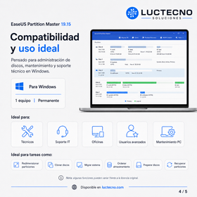 EaseUS Partition Master 19.15 para Windows | Gestión de particiones, discos, SSD y migración de sistema