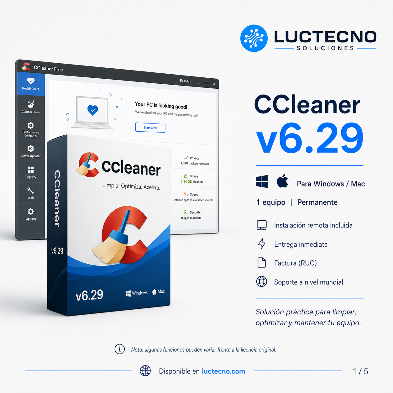 CCleaner v6.29 para Windows y Mac | Limpieza, optimización, privacidad y mantenimiento del sistema