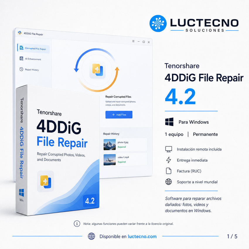 Tenorshare 4DDiG File Repair 4.2 para Windows | Reparación de videos, fotos, documentos y audio dañados