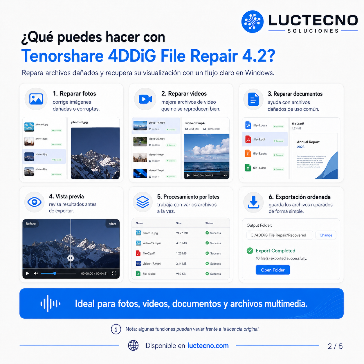 Tenorshare 4DDiG File Repair 4.2 pour Windows | Réparation de vidéos, photos, documents et fichiers audio corrompus