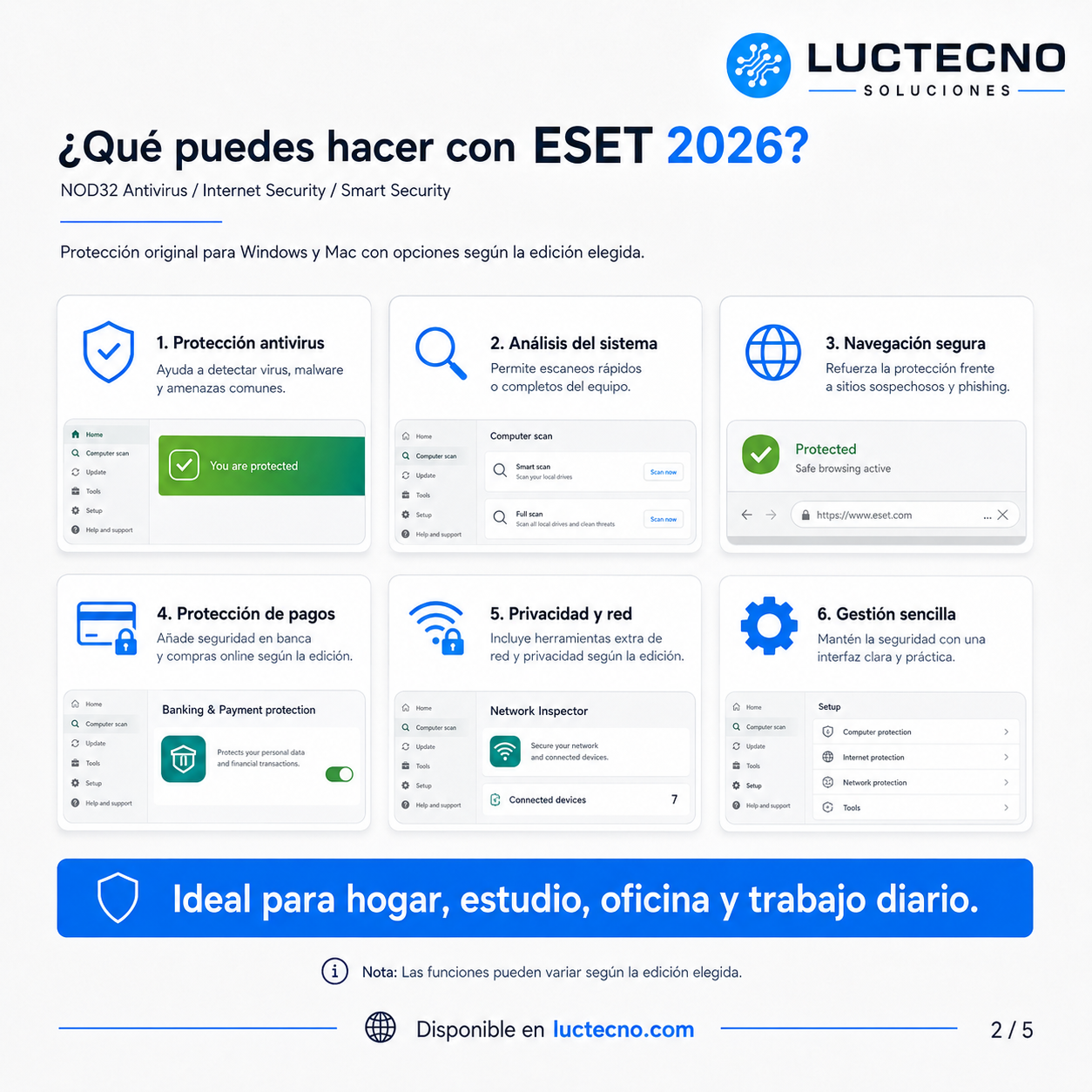 ESET 2026 pour Windows et Mac | Licence originale 12 mois, antivirus, sécurité internet et protection avancée