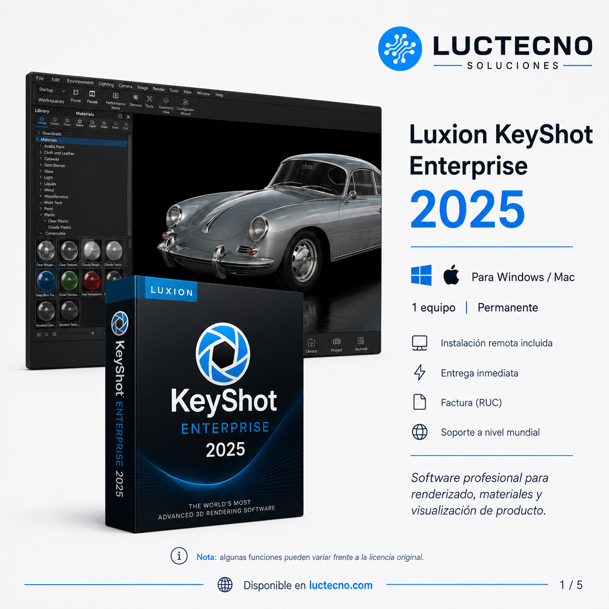 Luxion KeyShot Enterprise 2025 para Windows y Mac | Renderizado 3D, visualización de producto y animación profesional