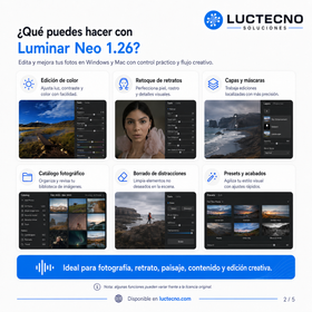 Luminar Neo 1.26 para Windows y Mac | Editor fotográfico con IA, retoque, RAW y mejora profesional