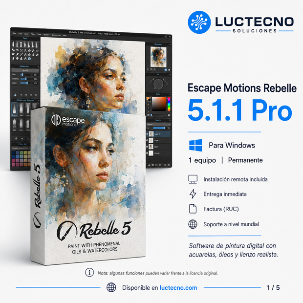Escape Motions Rebelle 5.1.1 Pro for Windows | Realistic Digital Painting, Watercolor, Oil, and Professional Art