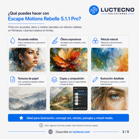 Escape Motions Rebelle 5.1.1 Pro para Windows | Pintura digital realista, acuarela, óleo y arte profesional