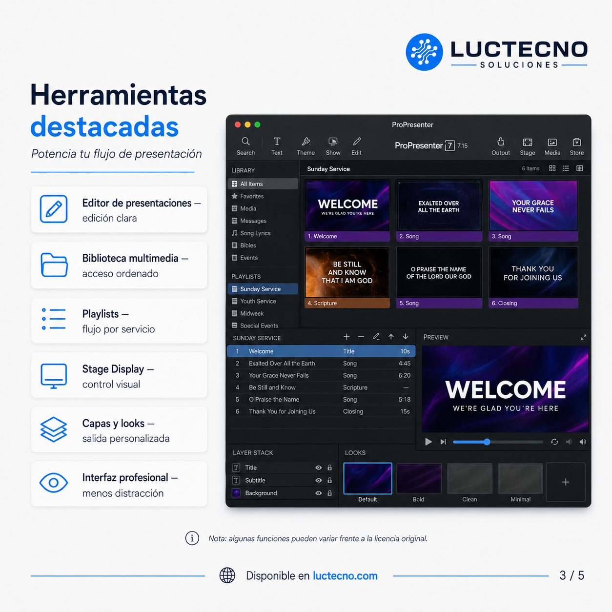 ProPresenter 7.15 pour Windows et Mac | Logiciel professionnel pour les présentations en direct, les événements, les églises et les affichages multiples