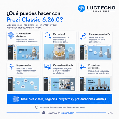 Prezi Classic 6.26.0 para Windows | Presentaciones dinámicas con zoom, rutas visuales y formato clásico
