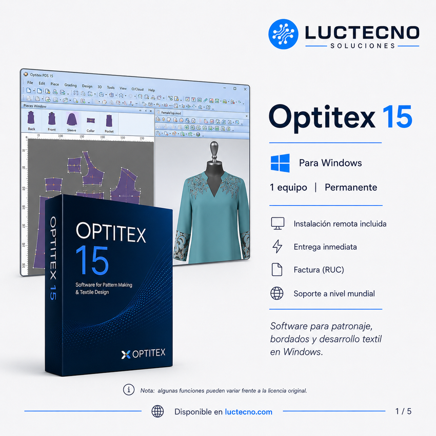 Optitex 15 para Windows | Patronaje digital, textiles, moldería, bordados y producción de prendas