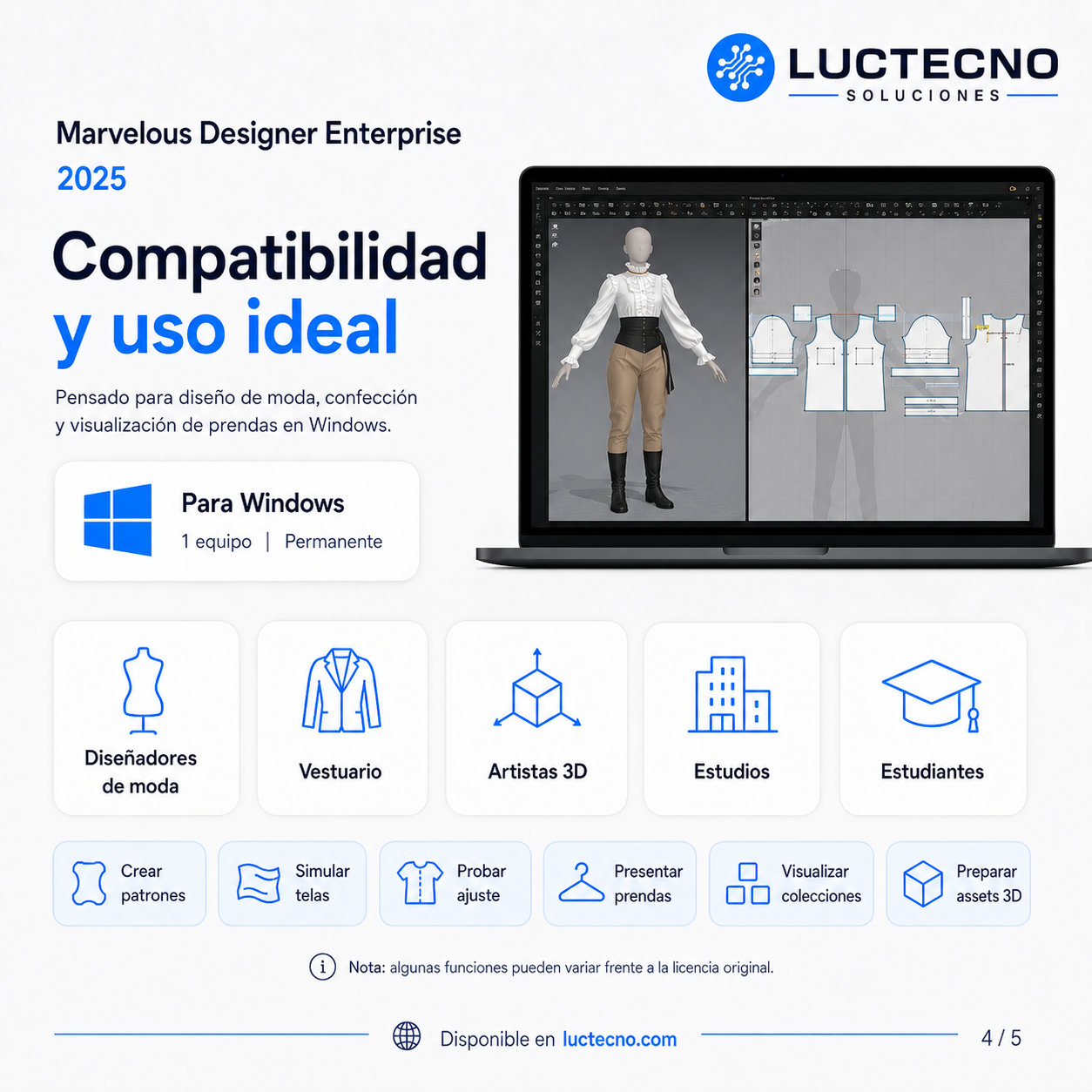 Marvelous Designer Enterprise 2025 para Windows | Diseño de ropa 3D, simulación textil y prendas digitales