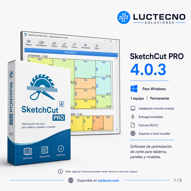 SketchCut PRO 4.0.3 para Windows | Optimización de corte, despiece de tableros y carpintería
