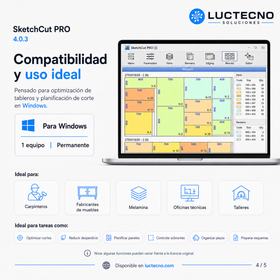SketchCut PRO 4.0.3 para Windows | Optimización de corte, despiece de tableros y carpintería