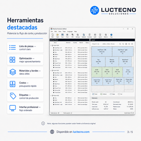 MaxCut Business Edition v2.9.5 para Windows | Optimización de corte, despiece, costos y producción de tableros