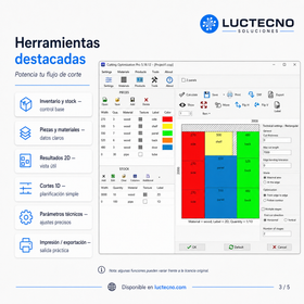 Cutting Optimization Pro 5.18.12 para Windows | Optimización de cortes 1D/2D, despiece, tableros y materiales lineales
