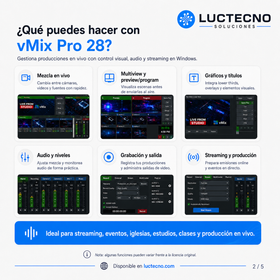 vMix Pro 28 para Windows | Producción en vivo, streaming, multicámara, grabación y replay profesional