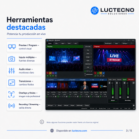 vMix Pro 28 para Windows | Producción en vivo, streaming, multicámara, grabación y replay profesional