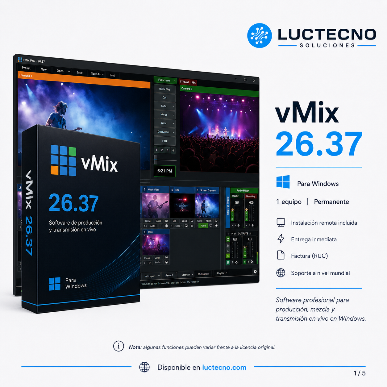 vMix 26.37 para Windows | Producción en vivo, streaming, multicámara y grabación profesional