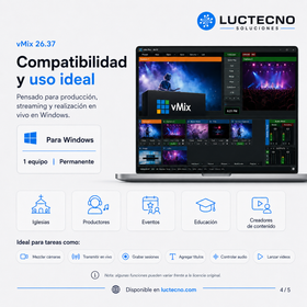 vMix 26.37 para Windows | Producción en vivo, streaming, multicámara y grabación profesional