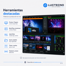 vMix 26.37 para Windows | Producción en vivo, streaming, multicámara y grabación profesional