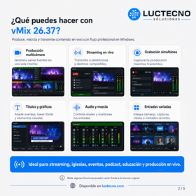 vMix 26.37 para Windows | Producción en vivo, streaming, multicámara y grabación profesional