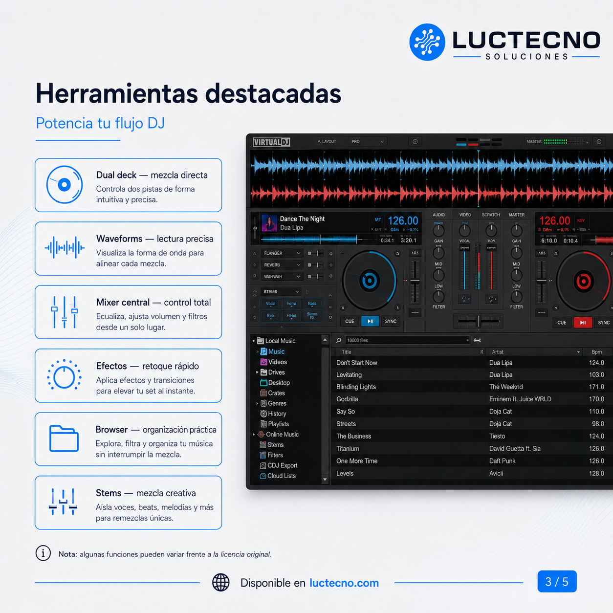 VirtualDJ Pro 2025 para Windows | Software DJ profesional, mezcla, stems, video, karaoke y controladores