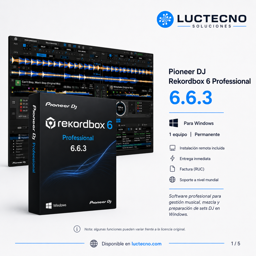 Pioneer DJ Rekordbox 6 Professional 6.6.3 para Windows | Gestión musical, mezcla DJ, USB, controladoras y cabinas Pioneer