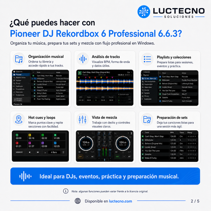 Pioneer DJ Rekordbox 6 Professional 6.6.3 para Windows | Gestión musical, mezcla DJ, USB, controladoras y cabinas Pioneer