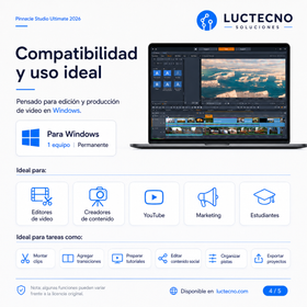 Pinnacle Studio Ultimate 2026 para Windows | Edición de video, 4K, efectos, color, multicámara y producción audiovisual