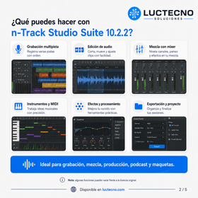 n-Track Studio Suite 10.2.2 para Windows | Grabación multipista, mezcla, mastering, MIDI, efectos e IA musical