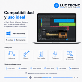 n-Track Studio Suite 10.2.2 para Windows | Grabación multipista, mezcla, mastering, MIDI, efectos e IA musical